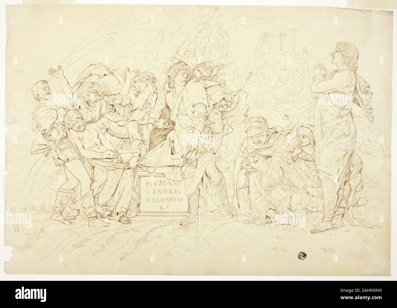 Andrea Mantegna. Die Grablegung Christi. 1451 - 1506. Italien. Feder und Tinte, Braun auf Creme Pauspapier Stockfoto