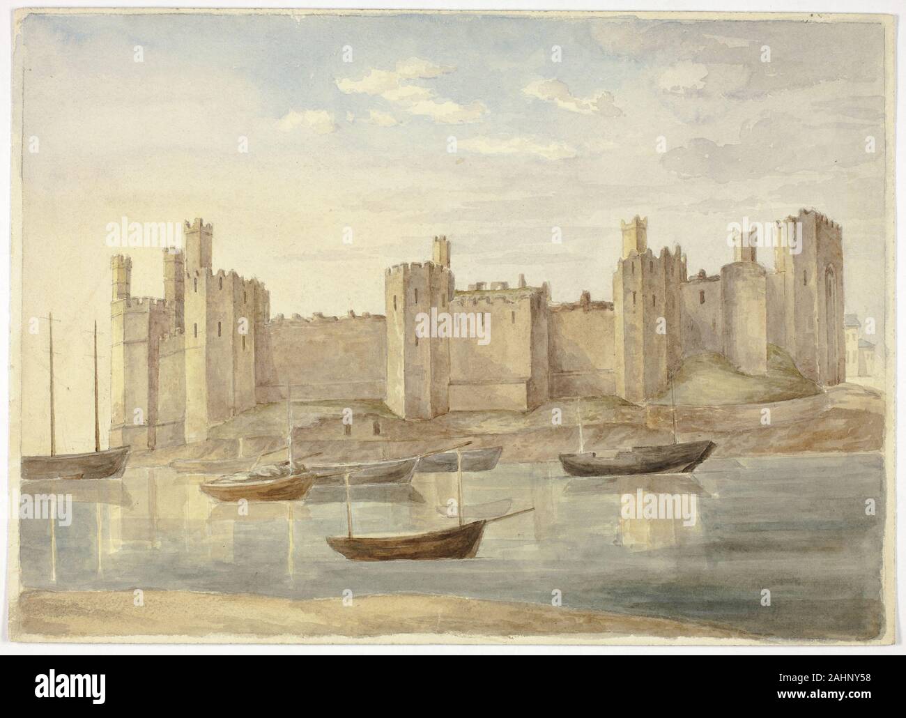 Elizabeth Murray. Caernarvon Castle. 1845. England. Aquarell über Graphit auf Creme webte Papier Stockfoto