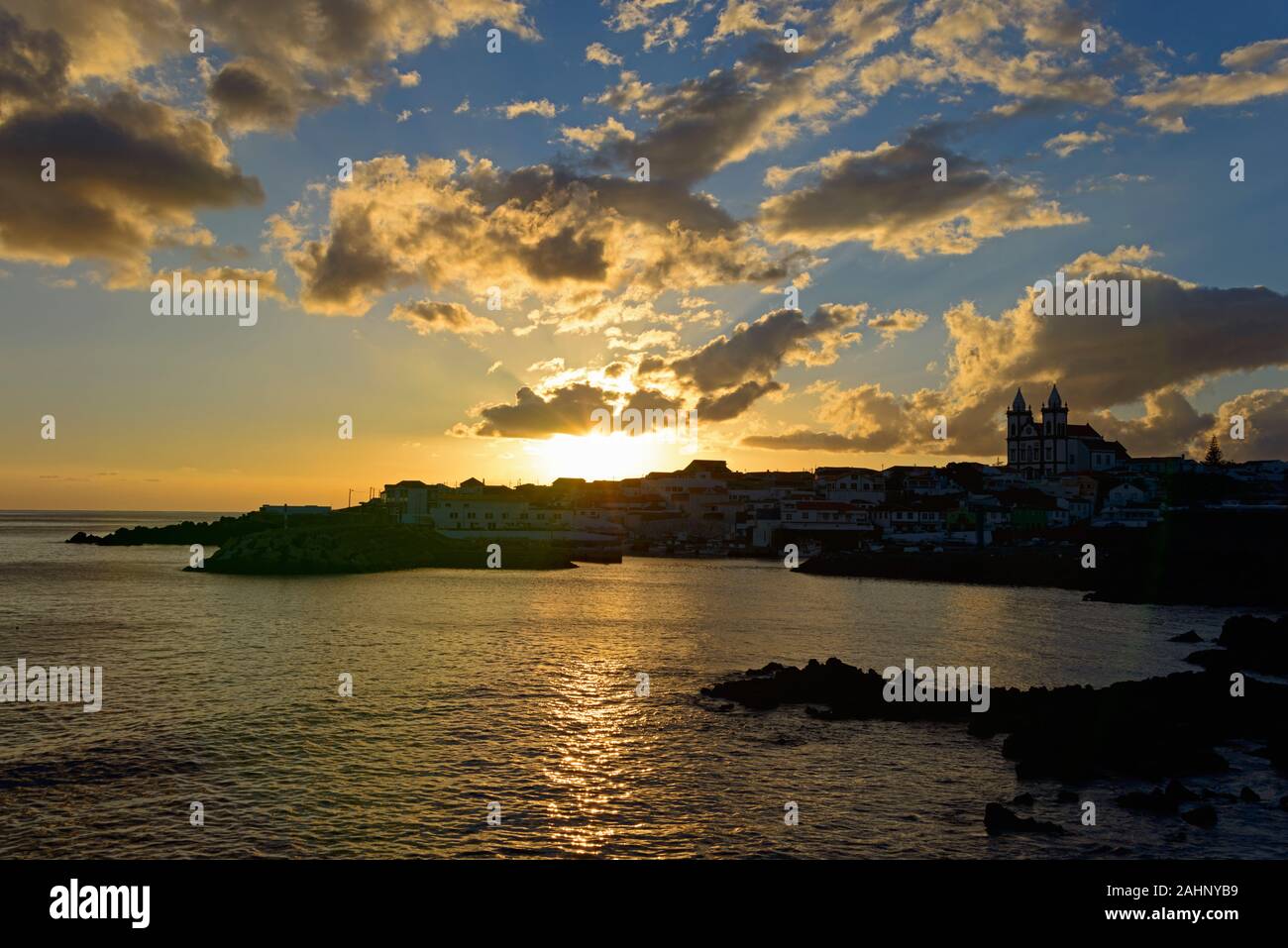 Sonnenuntergang, Sao Mateus de Calheta, Terceira, Azoren, Portugal Stockfoto