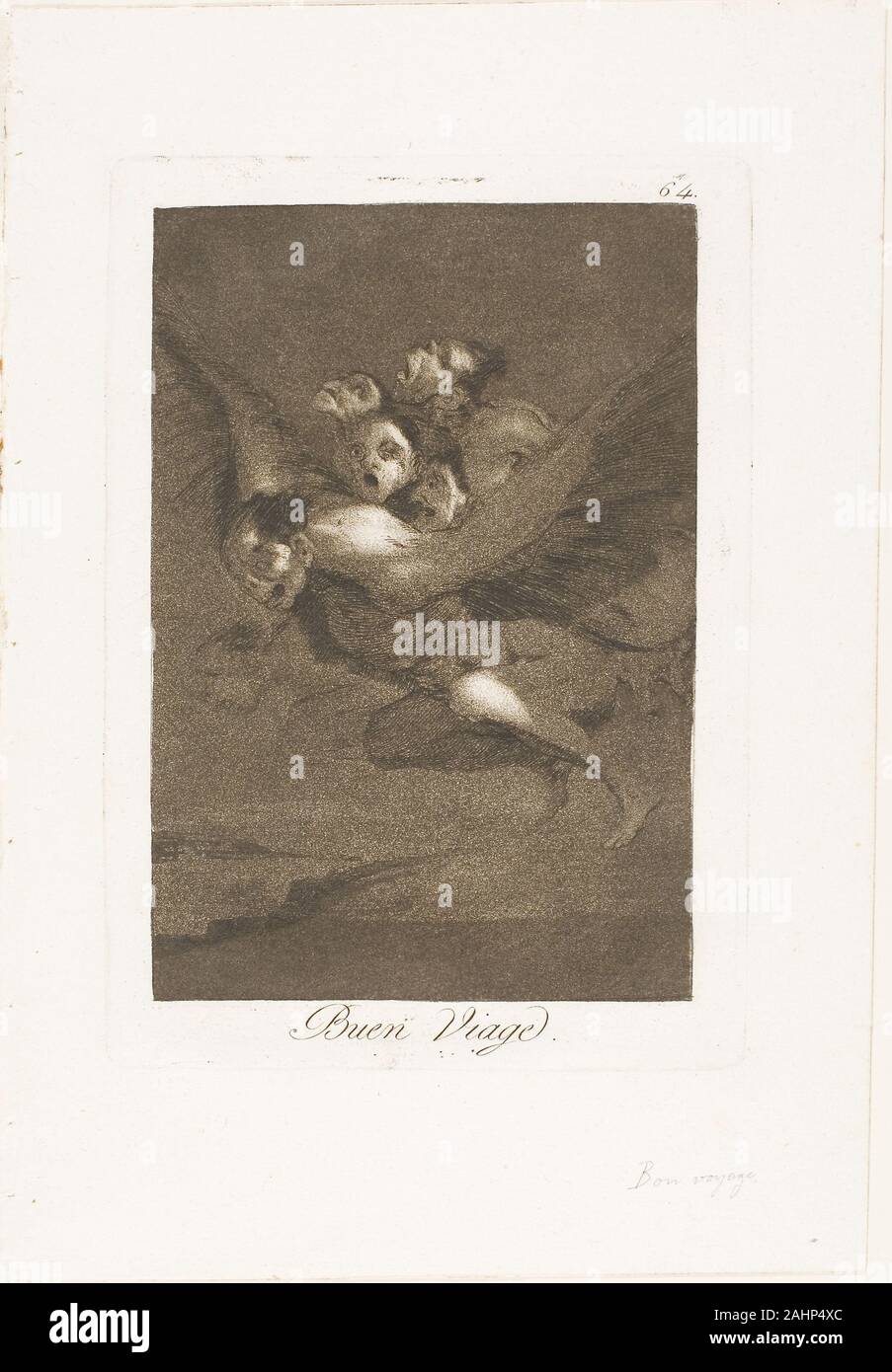 Francisco José de Goya y Lucientes. Bon Voyage, Platte 64 aus Los Caprichos. 1797 - 1799. Spanien. Radierung und Aquatinta auf Elfenbein Bütten Stockfoto