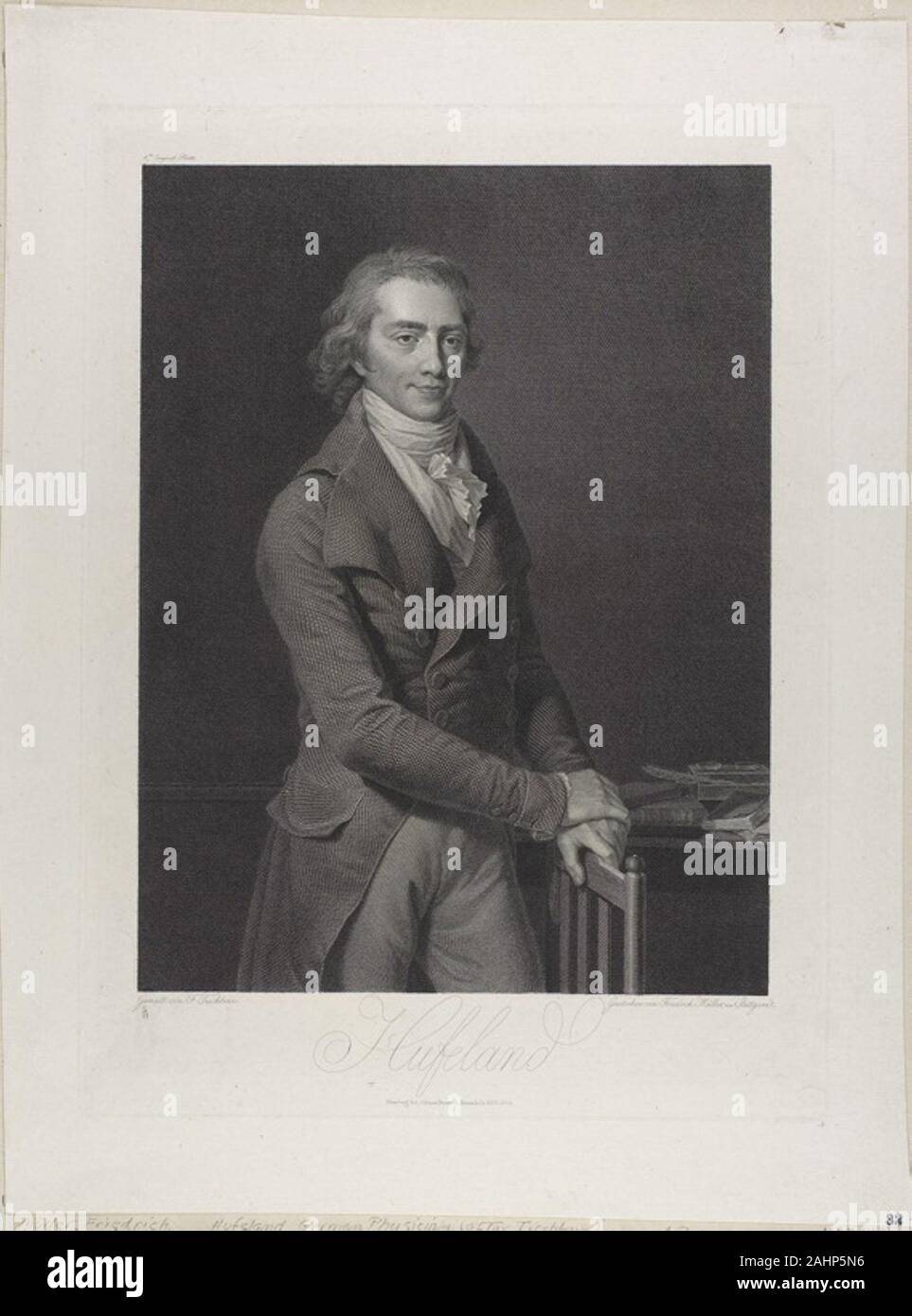 Johann Friedrich Wilhelm von Müller. Porträt von Christoph Wilhelm Hufeland. 1802. Deutschland. Mit Gravur, Ätzung, in Schwarz auf Elfenbein webte Papier Stockfoto