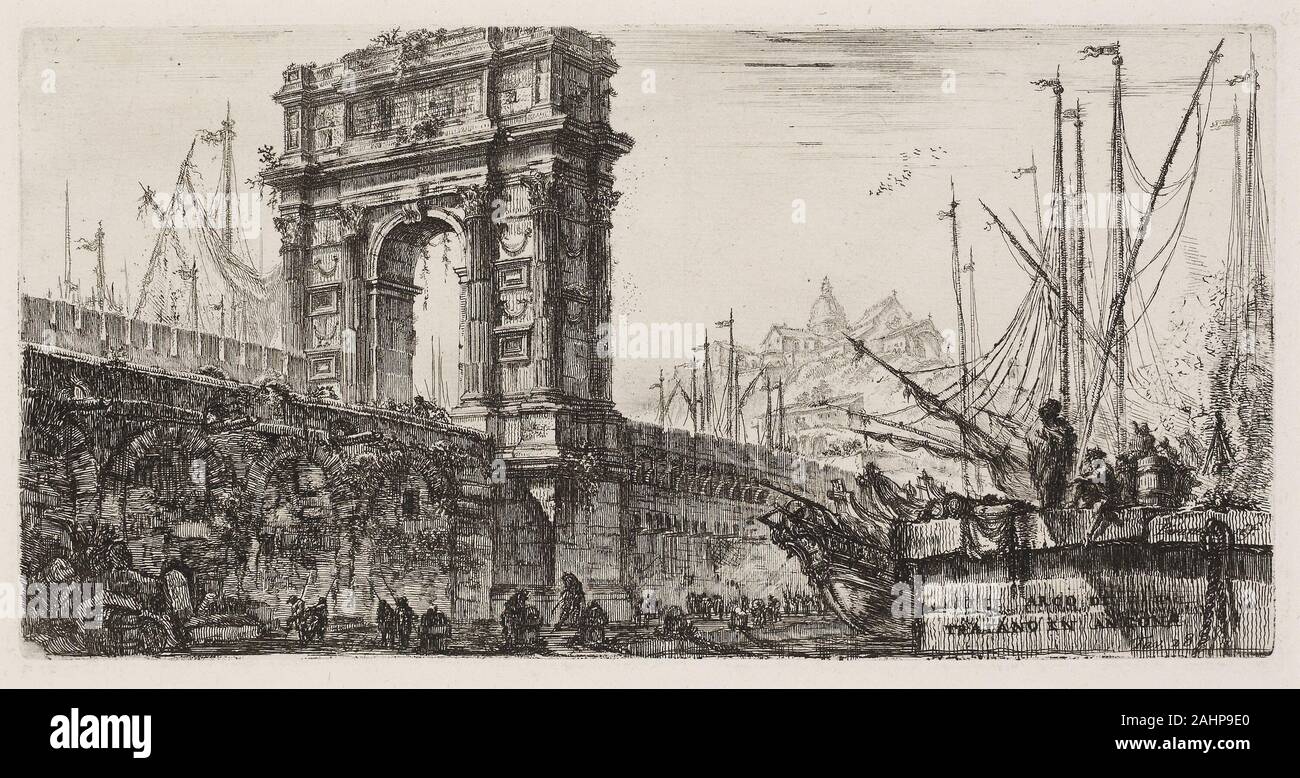 Giovanni Battista Piranesi. Arch von Trajan in Ancona, Platte 28 aus einigen Ansichten von Triumphbögen und andere Sehenswürdigkeiten. 1748. Italien. Radierung auf Elfenbein Bütten Stockfoto