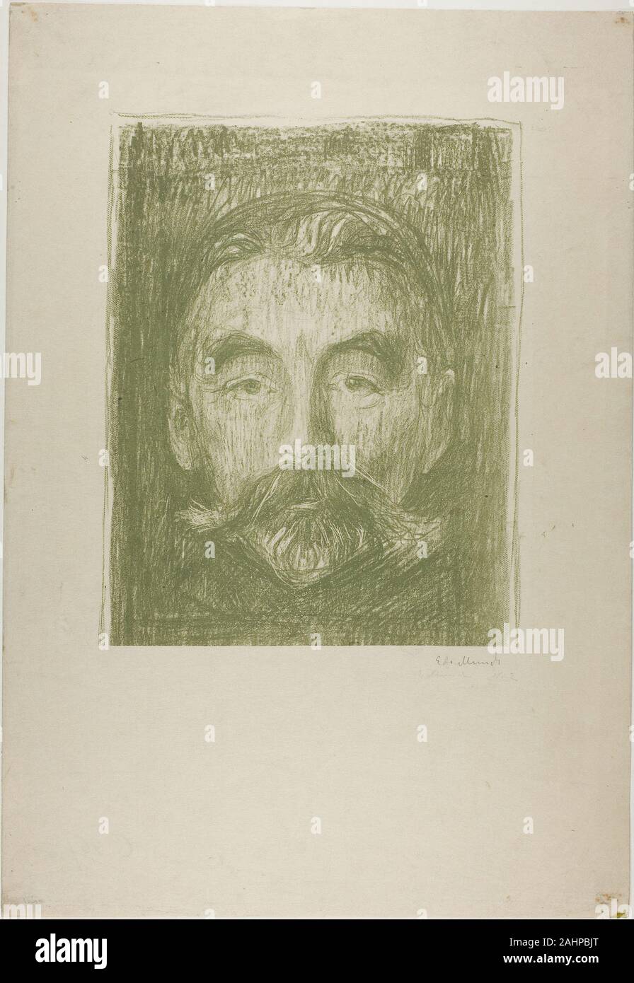 Edvard Munch. Stéphane Mallarmé. 1897. Norwegen. Transfer Lithographie mit Zeichenstift und Schaben in Grün auf Creme japanisches Papier Stéphane Mallarmé ist heute einer der wichtigsten französischen Dichter der zweiten Hälfte des neunzehnten Jahrhunderts. Obwohl er für das obskure Bilder und schwierigen Syntax seiner Vers bekannt war, Mallarmé genossen die Freundschaft mit anderen modernen Denker, insbesondere Impressionistischen und Post-Impressionist Künstler wie Édouard Manet, Pierre-Auguste Renoir, Odilon Redon, Edgar Degas, Paul Gauguin und James McNeill Whistler. Trotz der Tatsache, dass viel von seiner Poesie Stockfoto