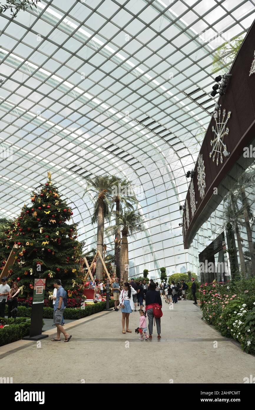 Im Inneren der Blüte dome Glas Struktur der Gärten durch die Bucht, Singapur. Stockfoto
