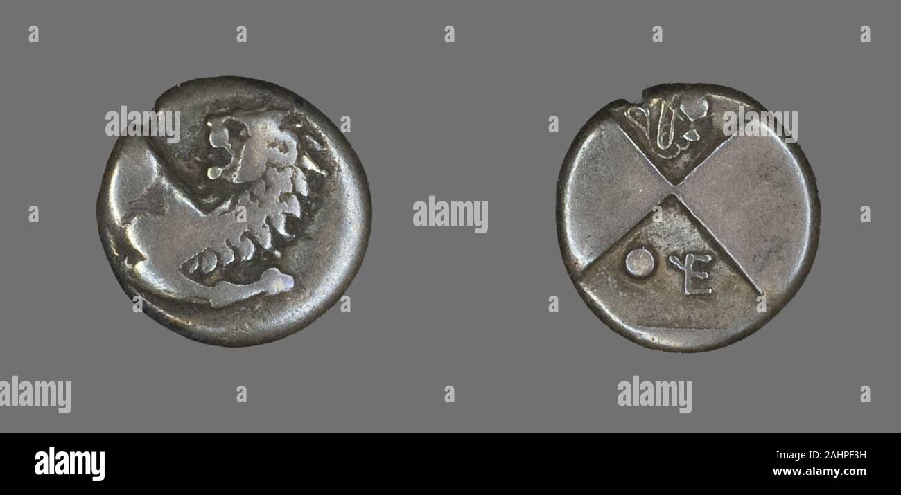 Antike römische. Tetradrachme (Münze), ein Löwe. 450 v. Chr. - 400 v. Chr.. Römische Reich. Silber Stockfoto