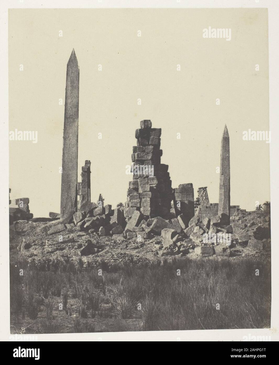 Maxime Du Camp. Palais de Karnak, Les Obélisques; Thèbes. 1849 - 1851. Frankreich. Gesalzene Papier drucken, Platte 44 aus dem Album Egypte, Nubie, Palästina et 80(1852) Stockfoto