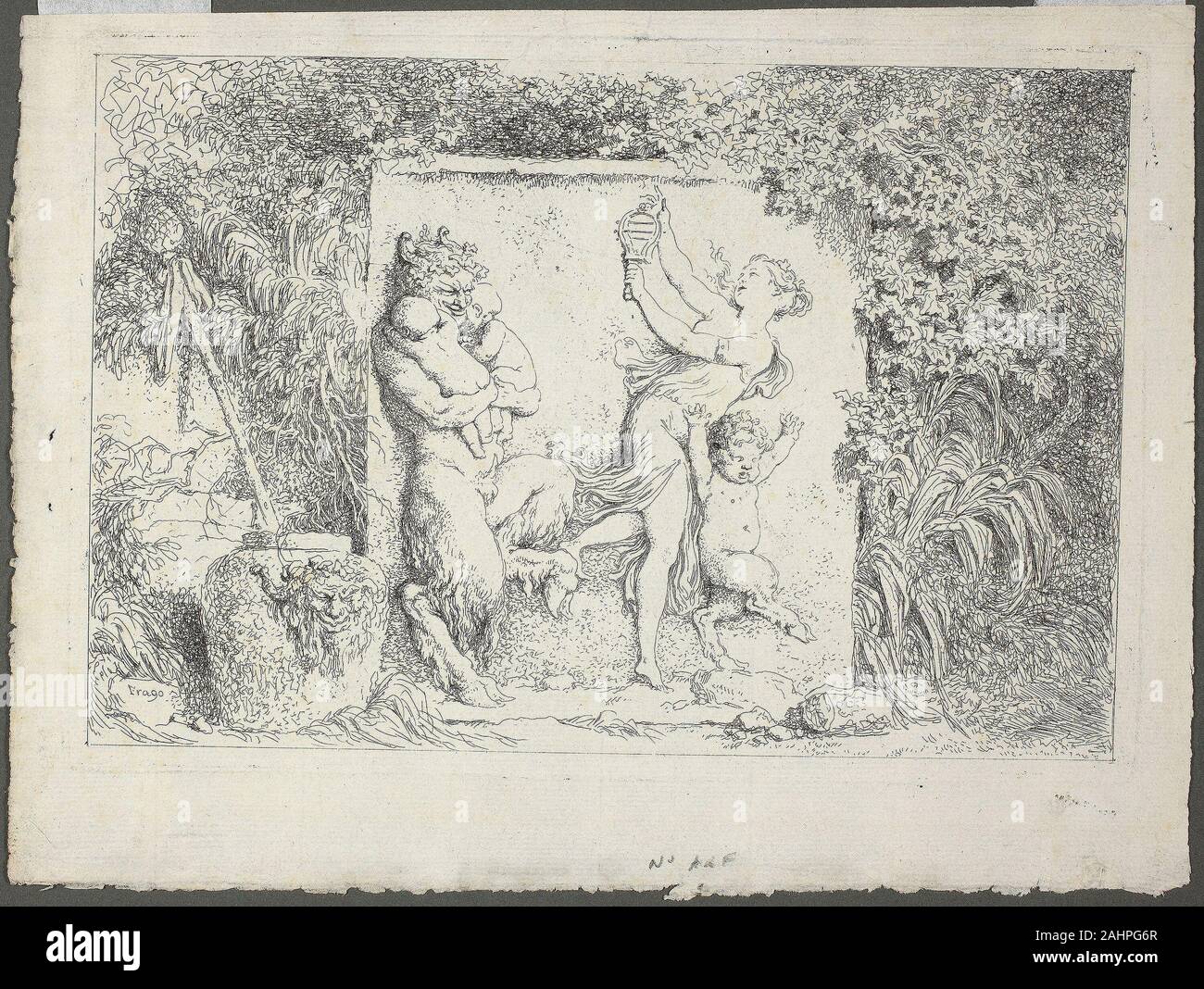 Jean Honoré Fragonard. Satyrn Familie, von Bacchanales oder Satyrn" Spiele. 1763. Frankreich. Radierung auf Bütten Stockfoto