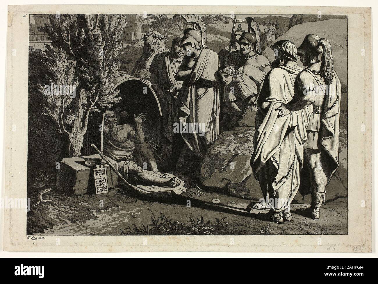 Carl Russ. Diogenes in seiner Wanne mit Alexande und seine Generäle. 1810. Österreich. Radierung und Aquatinta in Schwarz auf Elfenbein Bütten Stockfoto