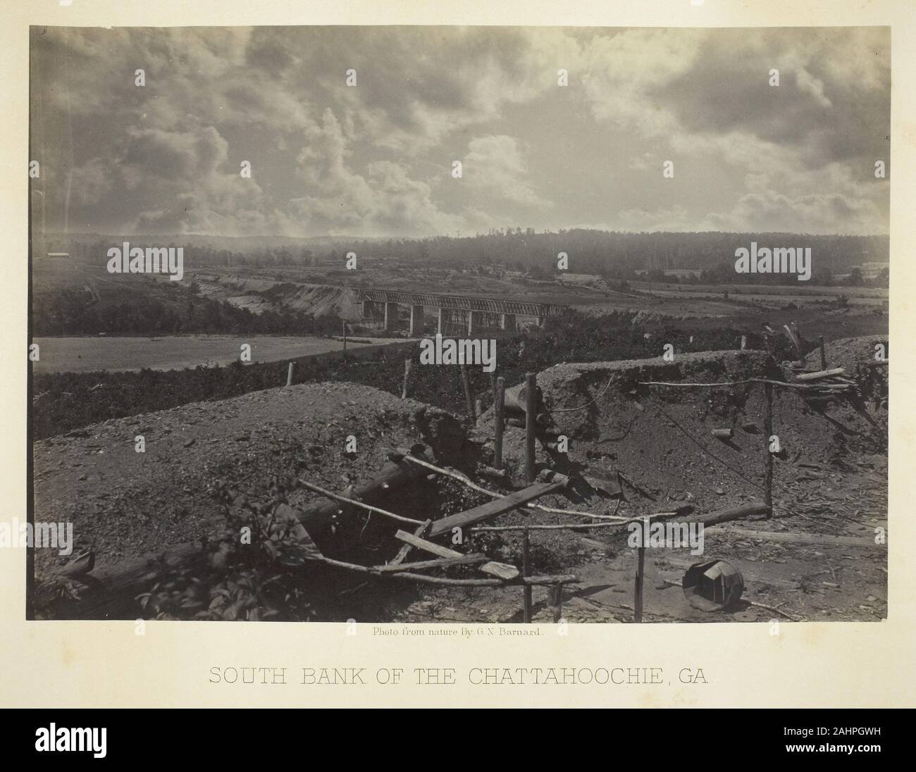 George N. Barnard. South Bank der Chattahoochie, Ga. 1866. In den Vereinigten Staaten. Eiweiß drucken, Platte 33 aus dem Album fotografischen Blick auf den Sherman Kampagne (1866) Stockfoto
