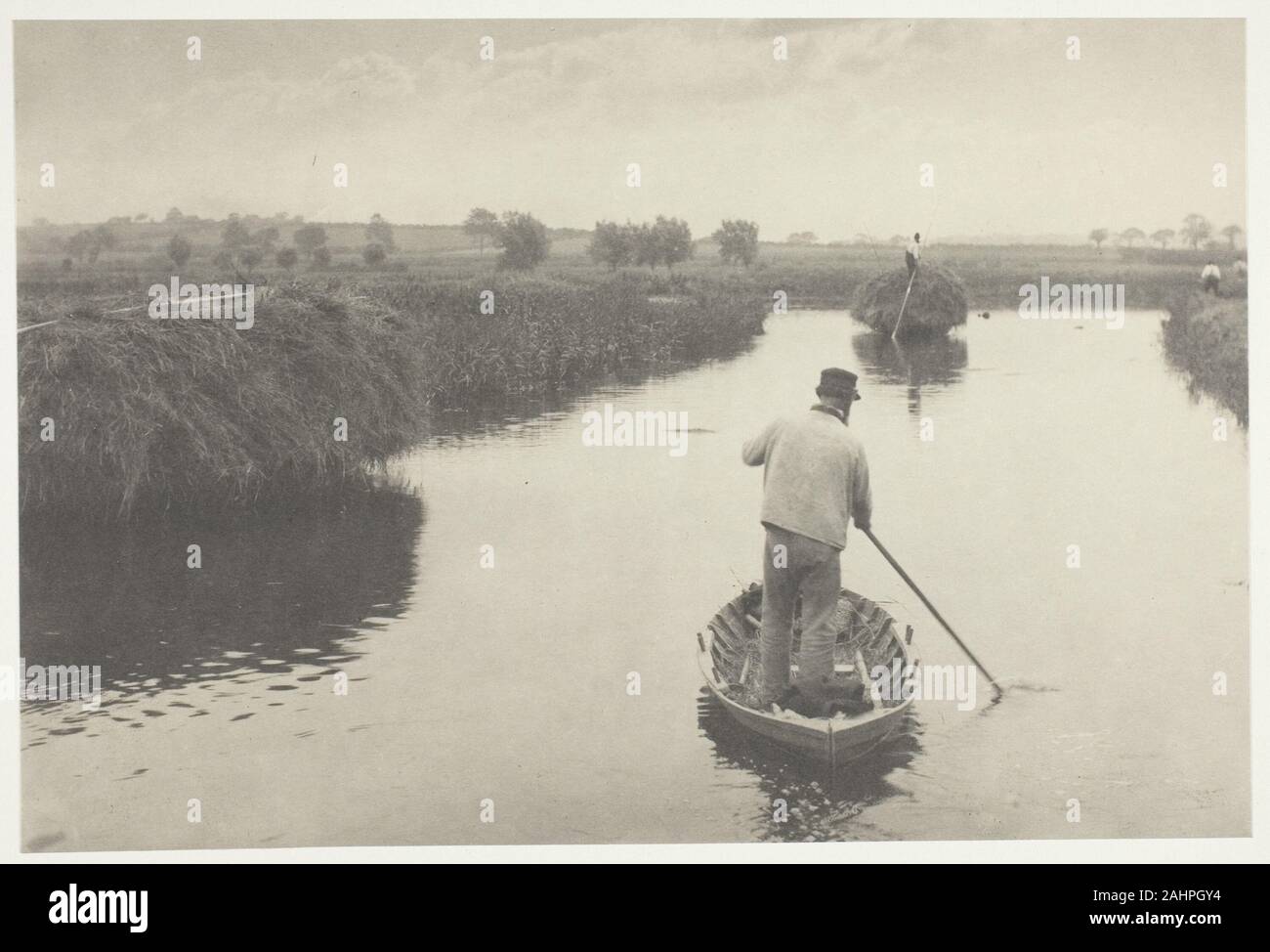 Peter Henry Emerson. Quanting der Sumpf Heu. 1886. England. Platin drucken, PL. XVI aus dem Album Leben und Landschaft auf den Norfolk Broads (1886); Edition von 200 Stockfoto