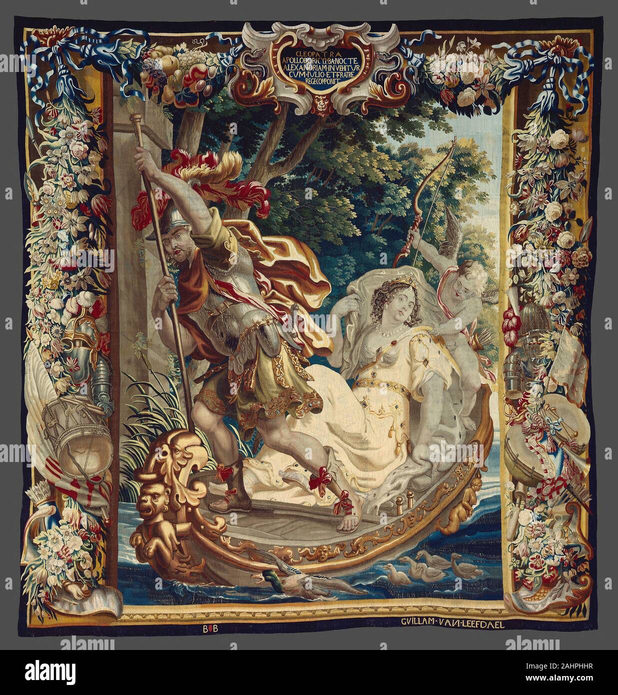 Guilliam van Leefdael (Hersteller). Cleopatra fragte Hommage an Rom zu aus der Geschichte von Caesar und Cleopatra. 1675 - 1685. Flandern. Wolle und Seide, Schlitz und doppelte Verriegelung Gobelin-webart Stockfoto