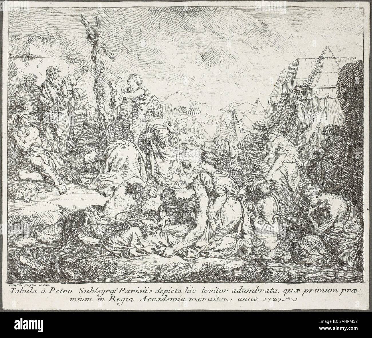 Pierre Hubert Subleyras. Die eherne Schlange, die Mose. 1727. Frankreich. Ätzung auf Off-white Bütten Stockfoto