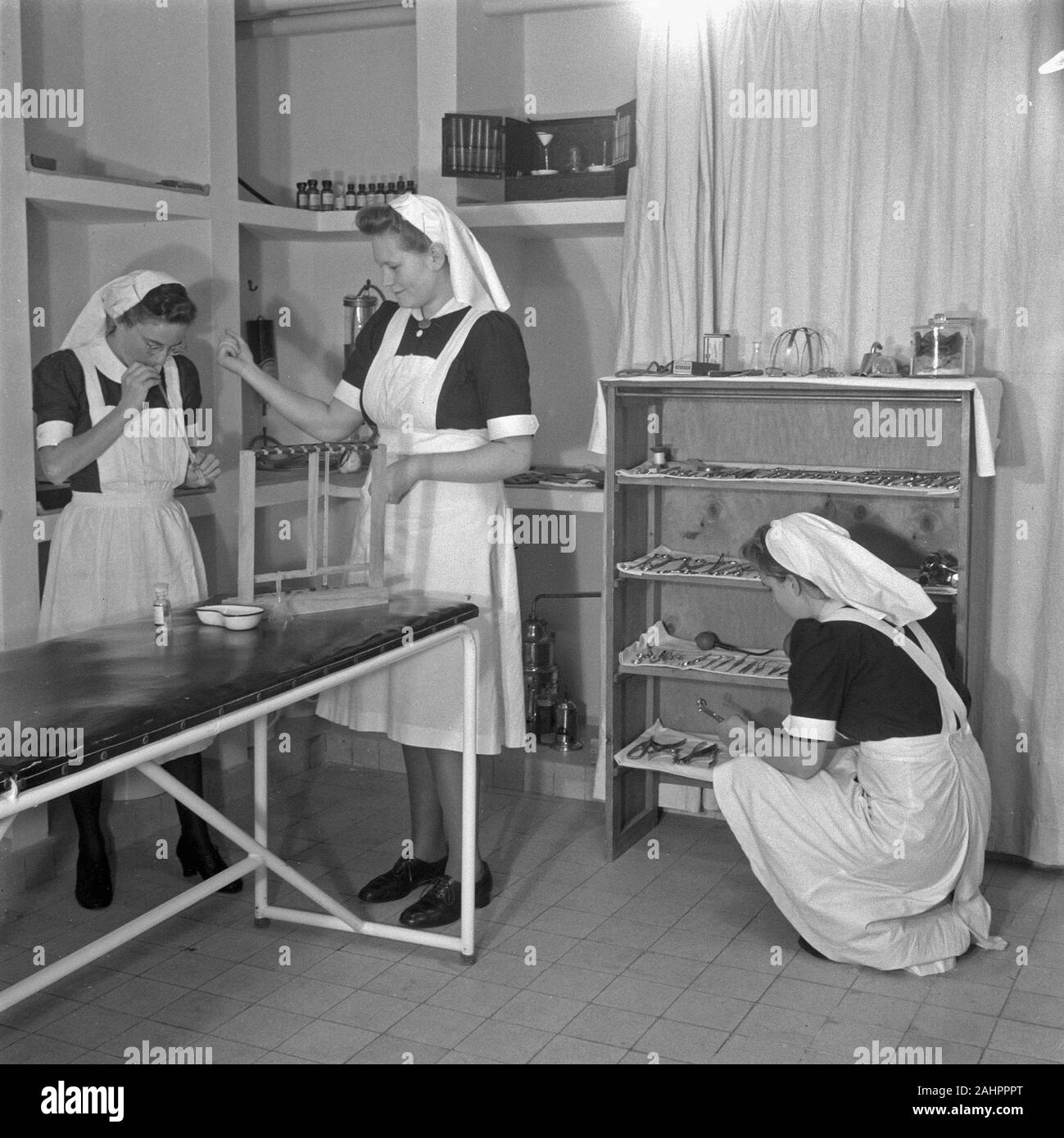 1940er Jahre Krankenpflegeschule (möglicherweise in den Niederlanden) Datum 14. Oktober 1947 Stockfoto
