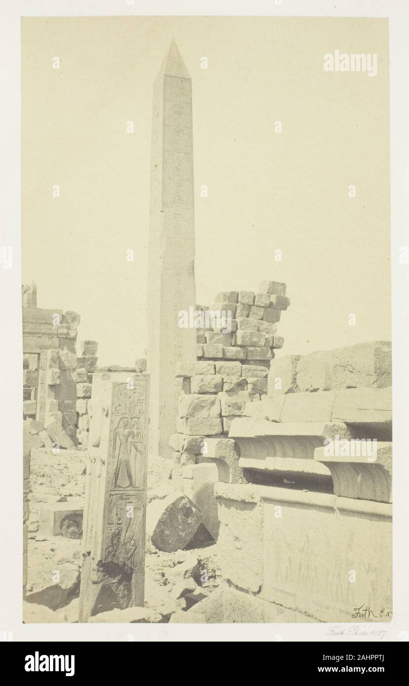 Francis Frith. Obelisk und Granit Lotus Spalte, karnac. 1857. England. Eiweiß drucken, PL. 27 Aus dem Album Ägypten und Palästina, Band I (1858) Stockfoto
