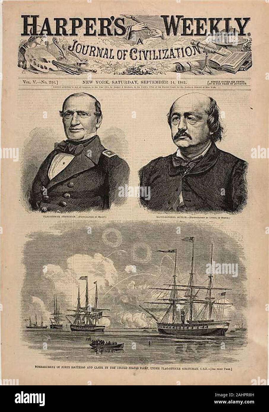 Winslow Homer. Flag Officer Stringham. 1861. In den Vereinigten Staaten. Holzstich auf Papier Stockfoto