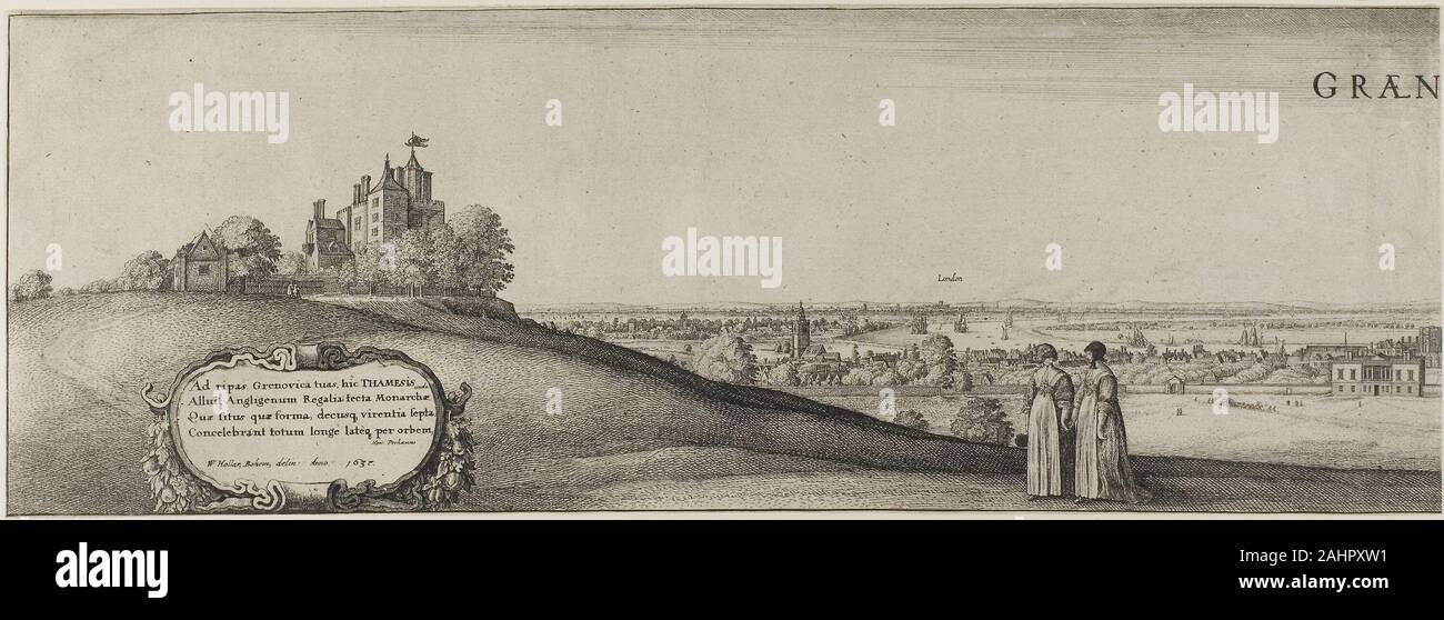 Wenzel Hollar. Greenwich. 1637. Böhmen. Ätzen in zwei Teilen auf zwei Blatt Papier Stockfoto