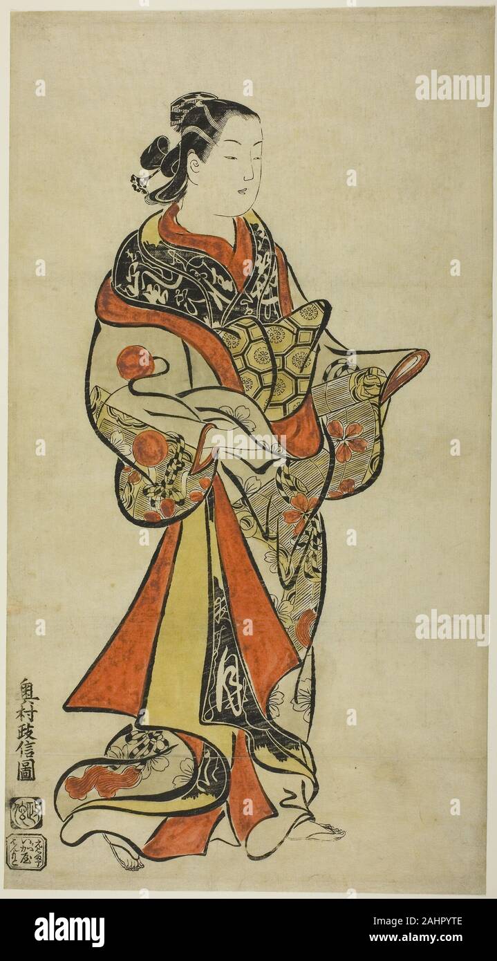 Okumura Masanobu. Ständigen Kurtisane. 1710 - 1719. Japan. Hand - farbige Holzschnitt; o-Oban, sumizuri-e Stockfoto