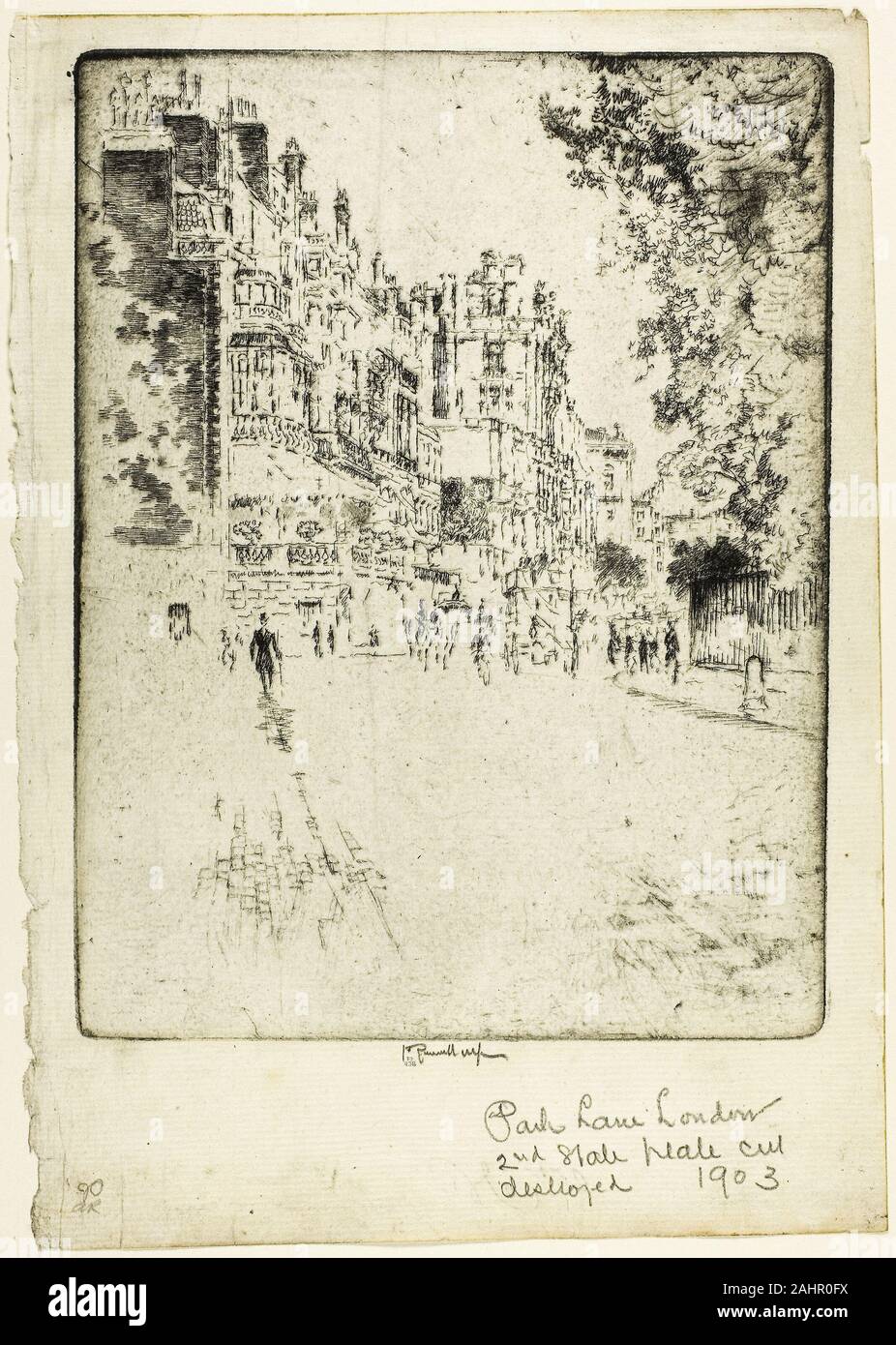 Joseph Pennell. Park Lane. 1904. In den Vereinigten Staaten. Ätzung auf Off-white Bütten Stockfoto