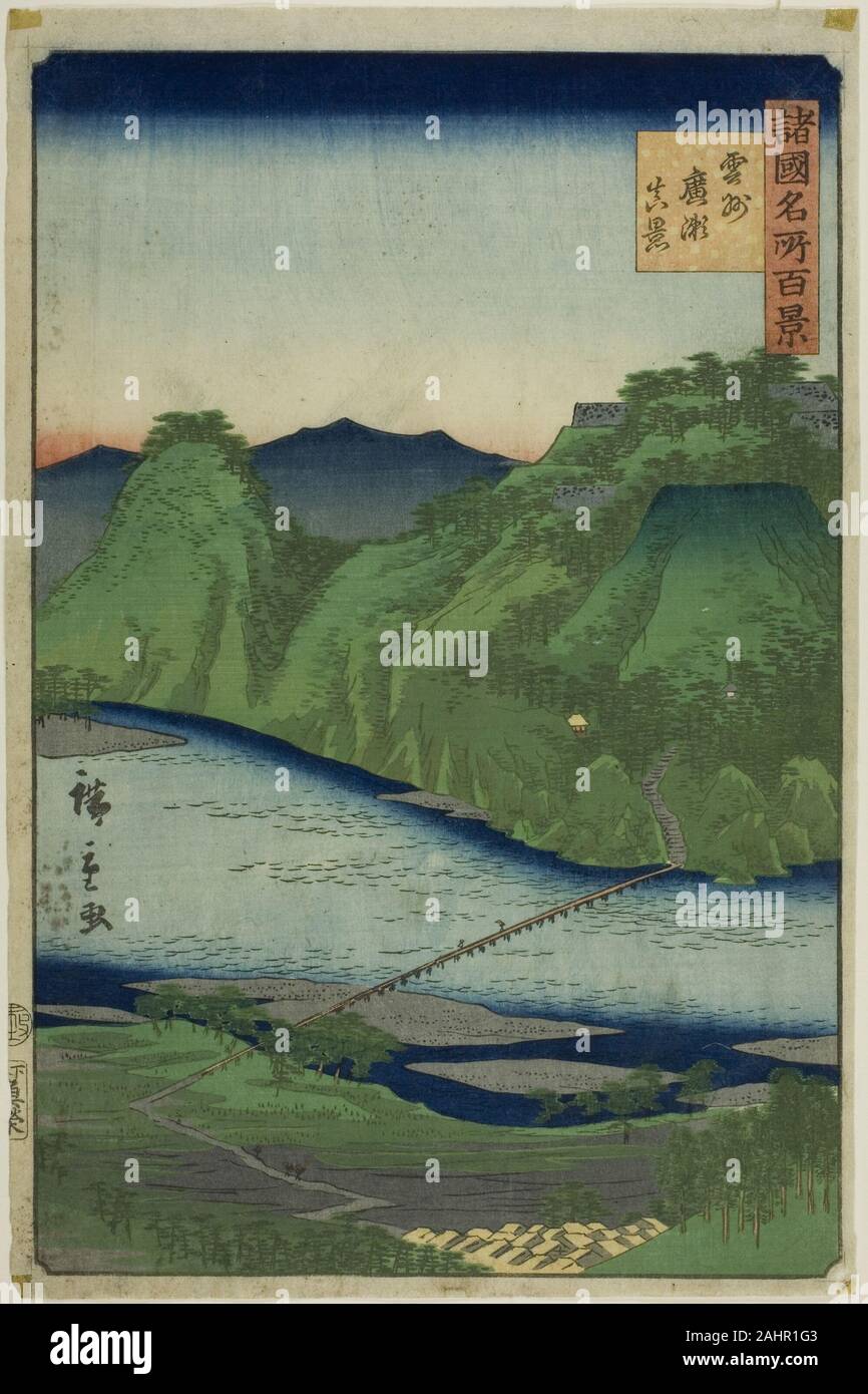 Utagawa Hiroshige II (shigenobu). Aktuelle Ansicht von Hirose, Unshu Provinz (shinkei Unshu hirose) aus der Serie "Hundert berühmten Blick in den verschiedenen Provinzen (Shokoku meisho hyakkei)". 1826 - 1869. Japan. Farbe holzschnitt Stockfoto