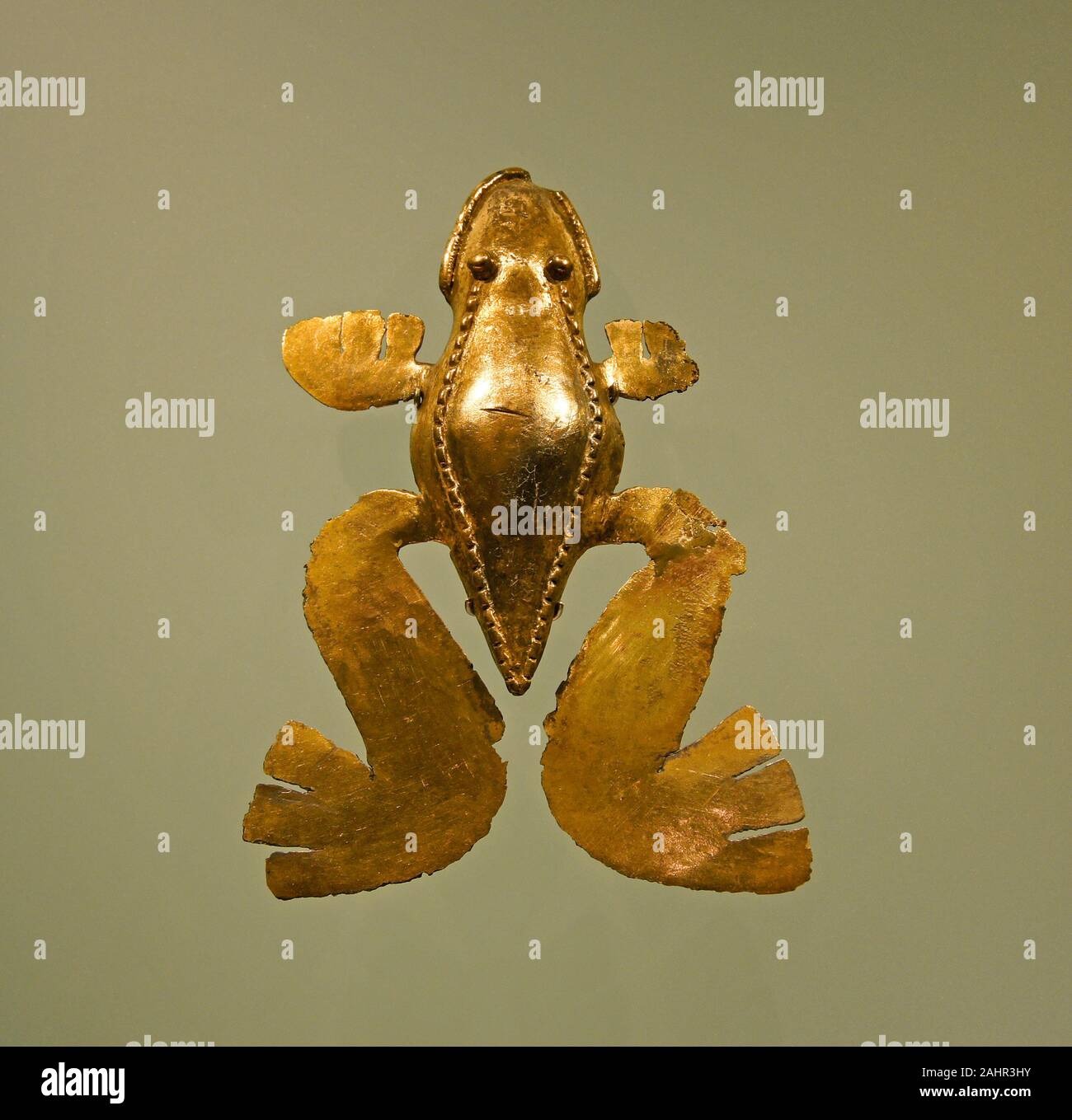 Einen goldenen Frosch auf Anzeige im Museo del Oro (Gold Museum), Bogota, Kolumbien Stockfoto