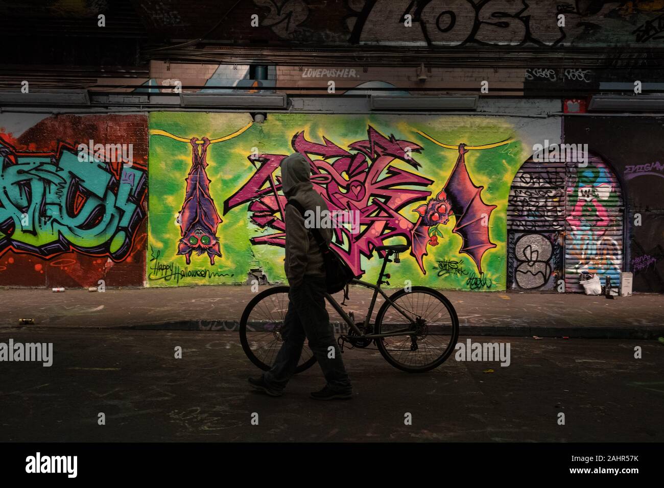 Street Art in Leake Street, London, UK Stockfoto
