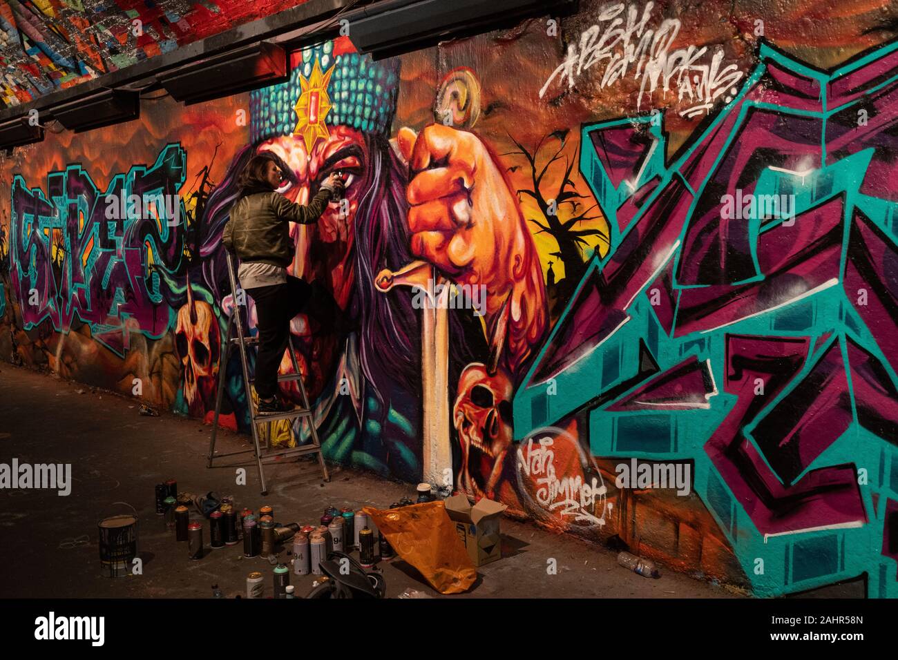 Street Art in Leake Street, London, UK Stockfoto