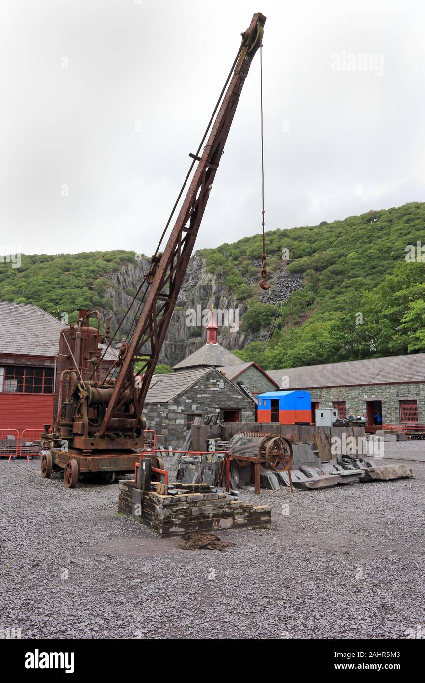 Alte Maschinen auf Anzeige an der Welsh National Slate Museum, Llanberis Stockfoto