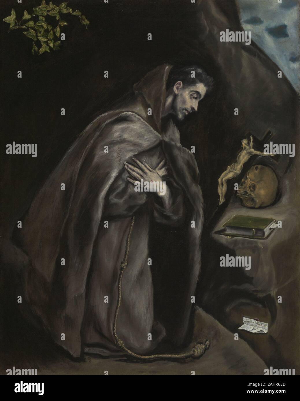 Domenico Theotokópoulos, genannt El Greco. Hl. Franz kniend in der Meditation. 1595 - 1600. Spanien. Öl auf Leinwand Stockfoto