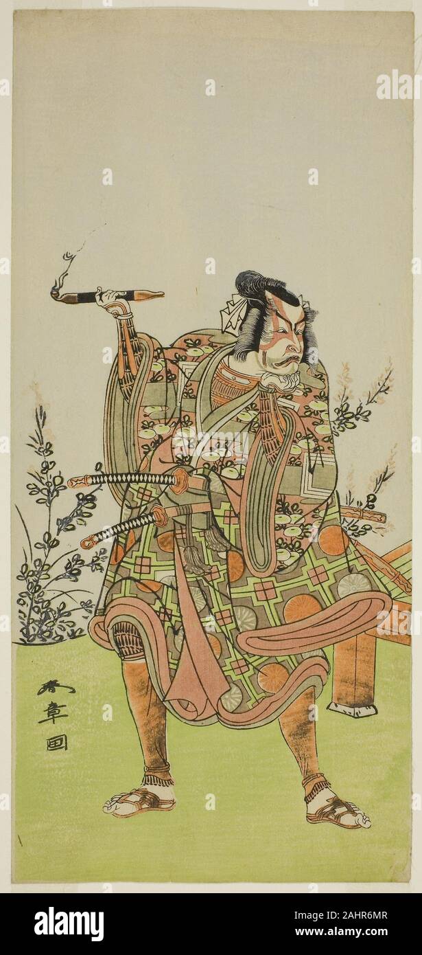 Shunsho Katsukawa. Der Schauspieler Ichikawa Danzaburo II als Usui keine Sadamitsu () im Spiel Edo Katagi Hikeya Tsunasaka (), am Ichimura Theater durchgeführt () im elften Monat, 1772 (). 1767 - 1777. Japan. Farbe holzschnitt; hosoban Stockfoto