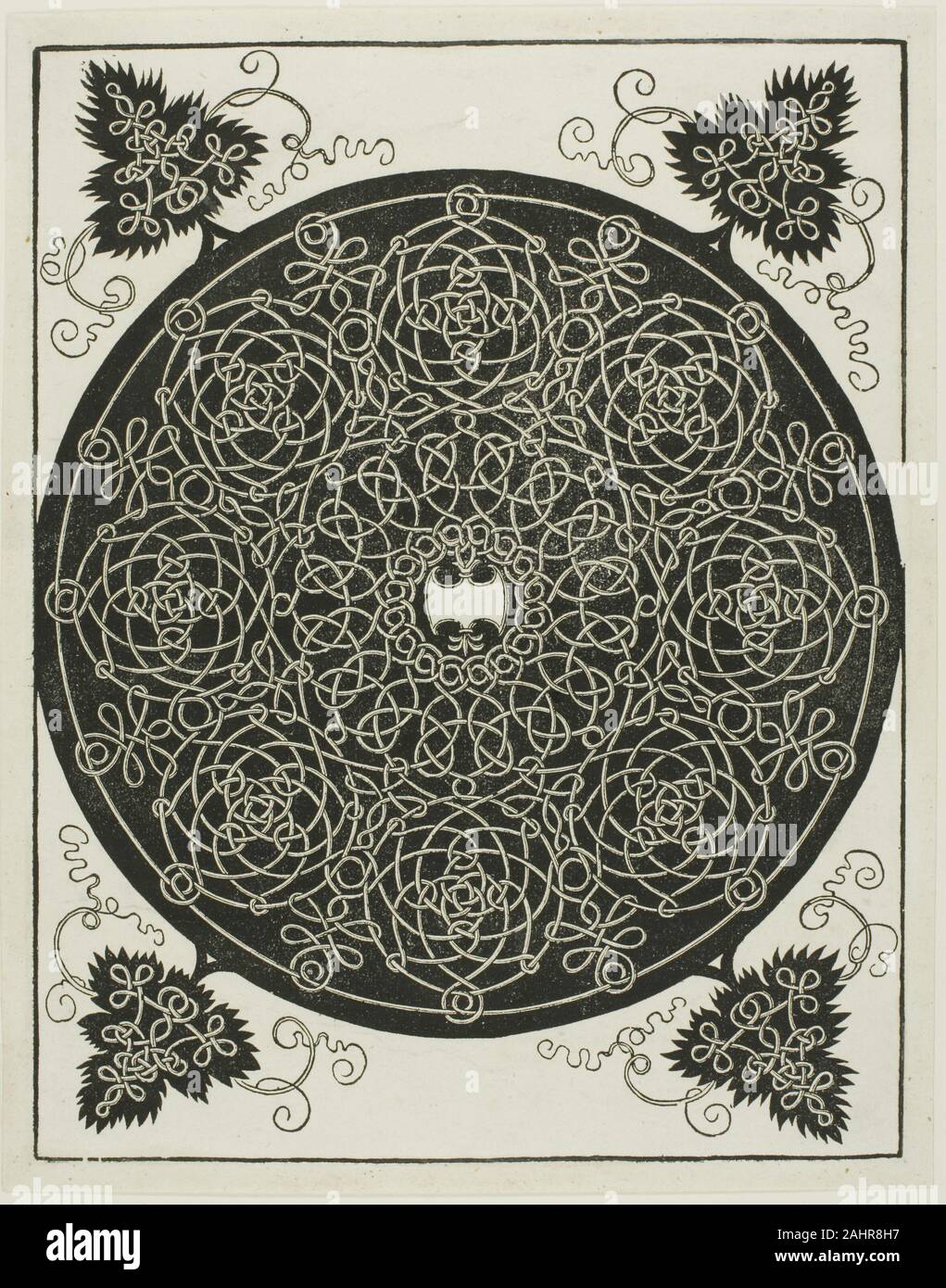 Albrecht Dürer. Die fünfte Knoten. 1507. Deutschland. Holzschnitt in Schwarz auf Elfenbeinfarbenem legte um 1506, Albrecht Dürer entworfen, um eine Serie von sechs verzierten Holzschnitte von labyrinthischen Ausführungen nach einem Satz von Gravuren, die von der Schule von Leonardo da Vinci, die er während eines frühen Reise nach Italien gesehen oder erworben haben. Obwohl Dürer, unsigniert, evtl. Links, weil er ihre Quelle Material ausgeliehen, er hat sich in seinem Tagebuch zu verlosen seine Reihe von Knoten auf eine Reise in die Niederlande, und diesen Titel Standard geworden ist. Diese Eindrücke sind auf einem dünnen, fast durchsichtigen Italienische Papier, der möglicherweise gedruckt Stockfoto