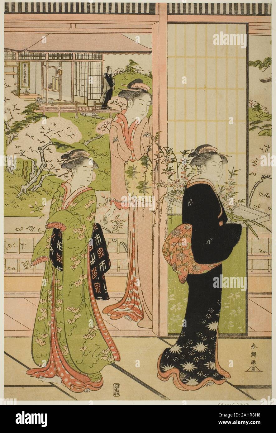 Katsukawa Shunchô. Szene aus dem Spiel Imoseyama. 1786 - 1789. Japan. Farbe holzschnitt; links Blatt oban Triptychon Stockfoto