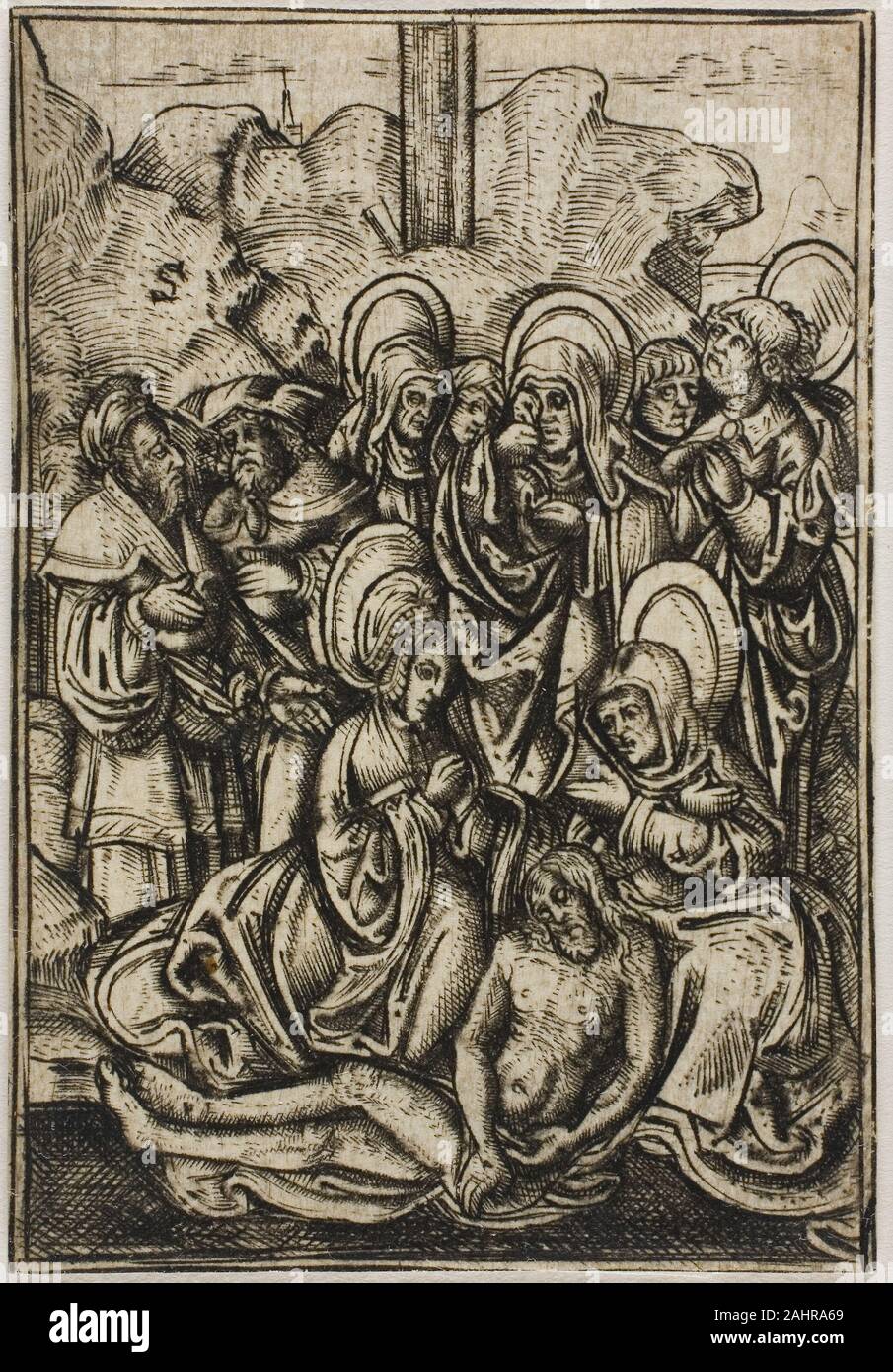 Master S. Klage über Christus. 1495 - 1505. Niederlande. Gravur in Schwarz auf Elfenbein Bütten Stockfoto