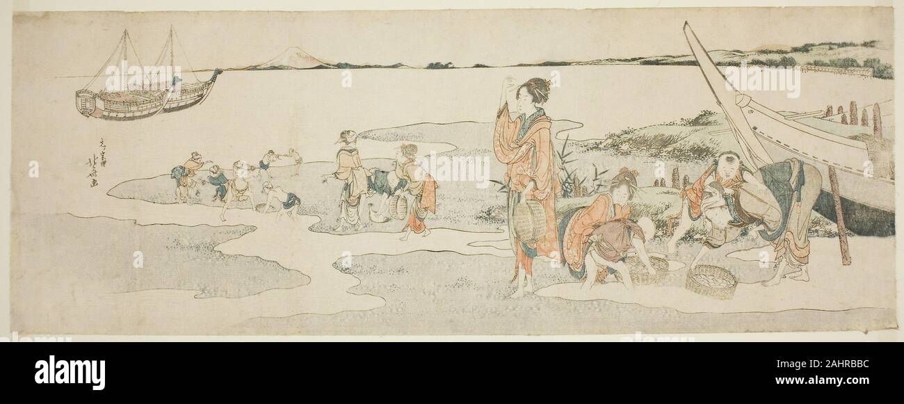 Katsushika Hokusai. Muscheln sammeln. 1795 - 1805. Japan. Farbe holzschnitt; surimono Stockfoto