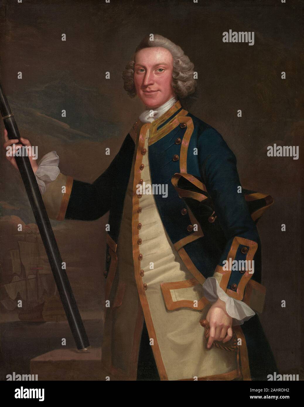 John wollaston. Porträt eines Marineoffiziers. 1749 - 1758. In den Vereinigten Staaten. Öl auf Leinwand Stockfoto