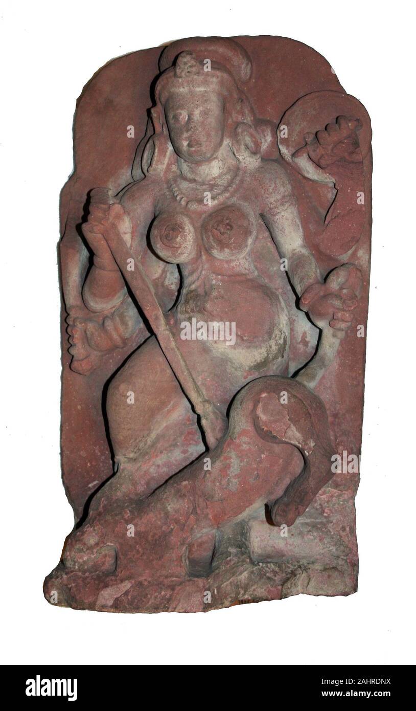 Göttin Durga Slaying der Büffel Daemon (mahishasuramardini). 401 AD - 600 AD. Uttar Pradesh. Roter Sandstein Stockfoto