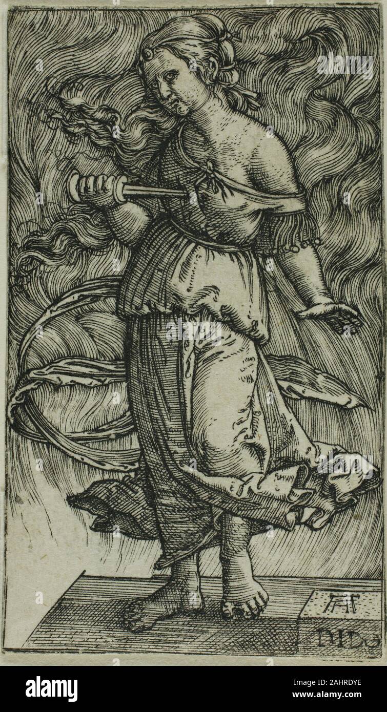 Albrecht Altdorfer. Dido töten sich. 1515 - 1535. Deutschland. Gravur in Schwarz auf Elfenbein Bütten Stockfoto