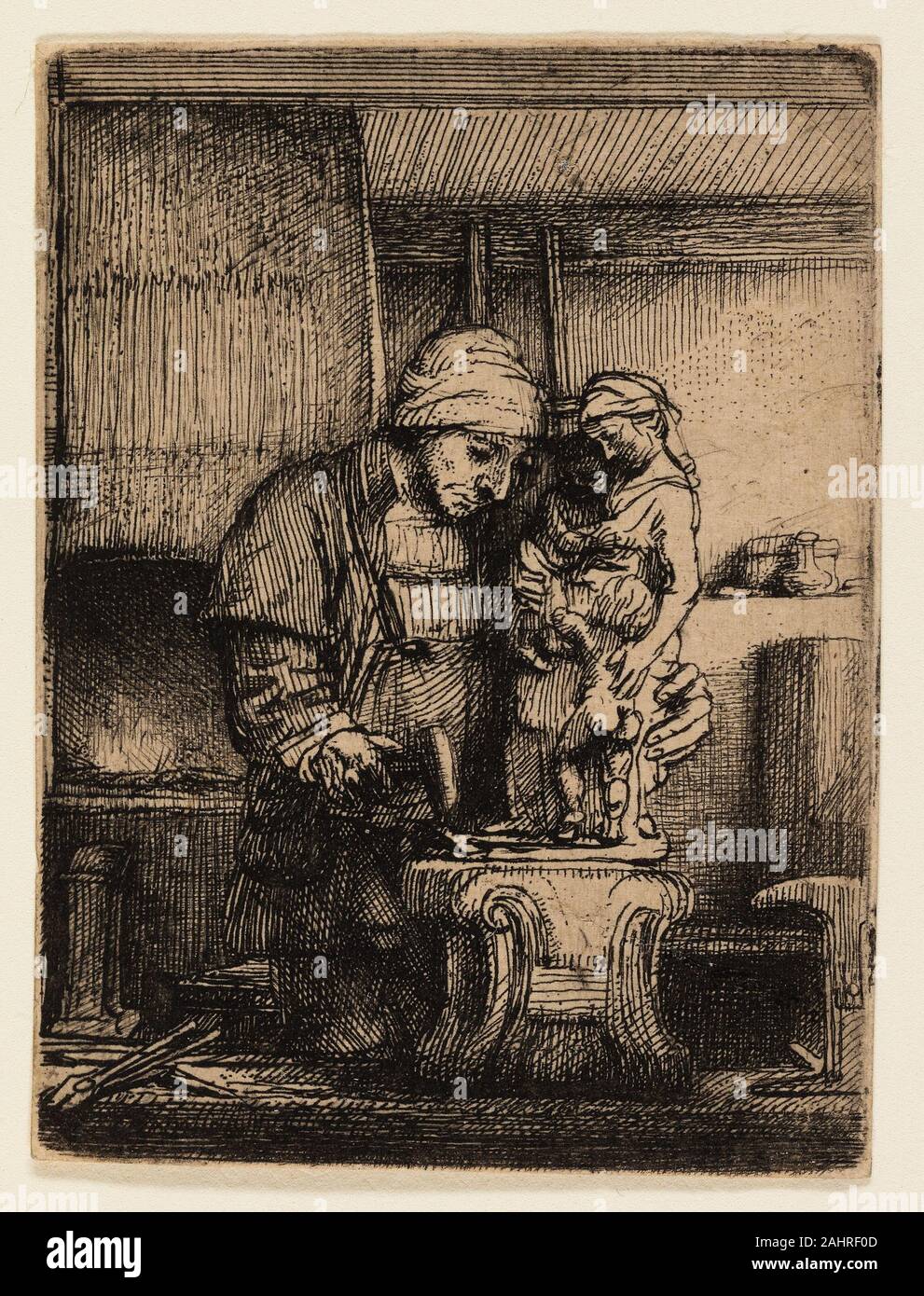 Rembrandt van Rijn. Der Goldschmied. 1655. Holland. Ätzung auf Off-white Bütten Stockfoto