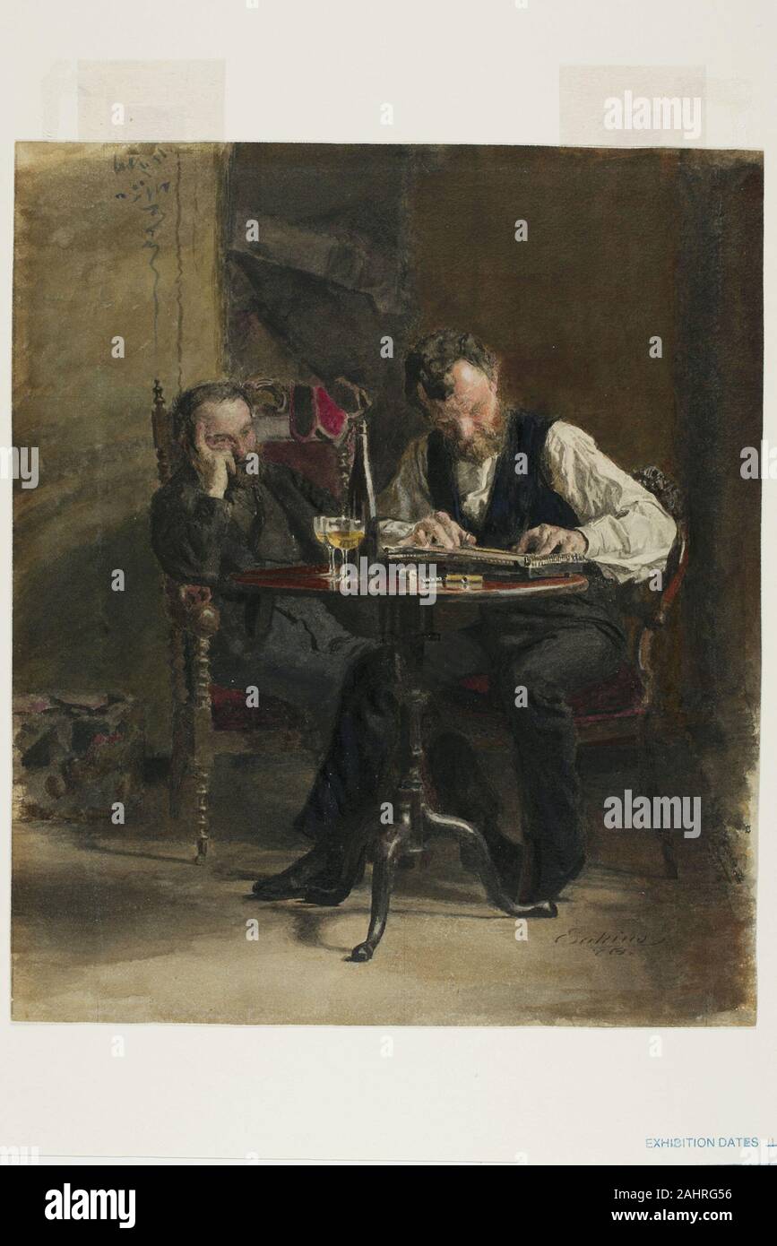 Thomas Eakins. Die Zither Spieler. 1876. In den Vereinigten Staaten. Aquarell auf Creme webte Papier Stockfoto