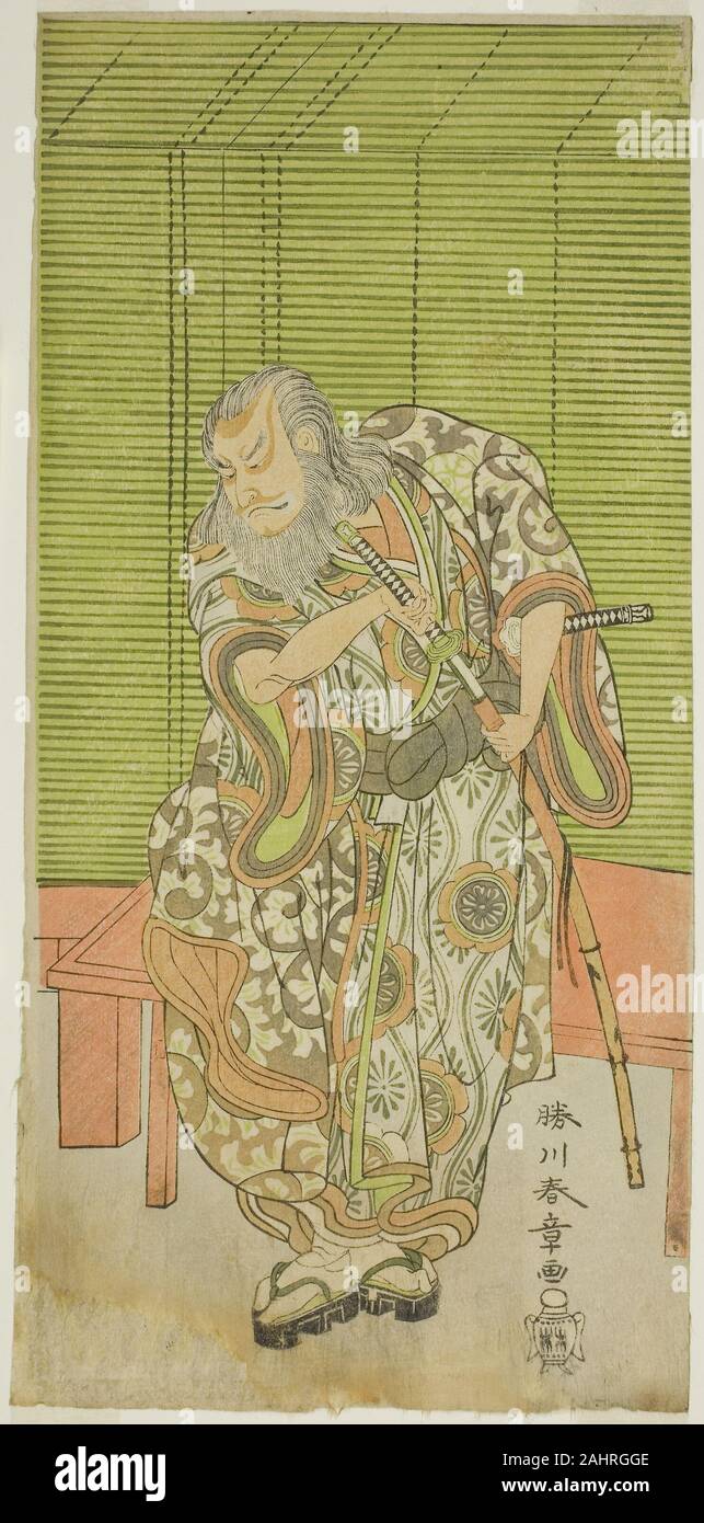 Shunsho Katsukawa. Der Schauspieler Nakamura Nakazo ich als Hige keine Ikyu im Spiel Sakai-cho Soga Nendaiki, durchgeführt an der Nakamura Theater im dritten Monat, 1771. 1766 - 1776. Japan. Farbe holzschnitt; hosoban; von einem mit mehreren Blättern Zusammensetzung Stockfoto