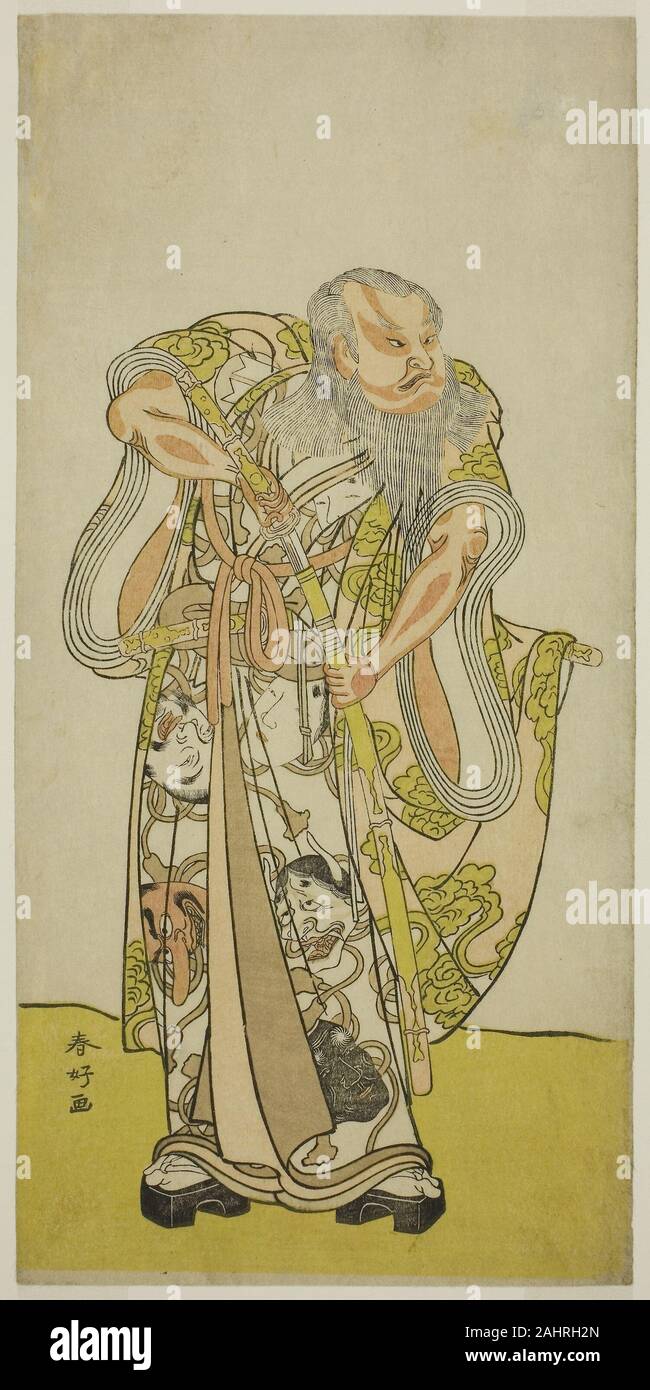 Katsukawa Shunko I. Der Schauspieler Sakata Hangoro II als Hige keine Ikyu im Spiel Shida Yakata Yotsugi keine Hikibune, durchgeführt an der Ichimura Theater im fünften Monat, 1782. 1777 - 1787. Japan. Farbe holzschnitt; hosoban; von einem mit mehreren Blättern Zusammensetzung Stockfoto