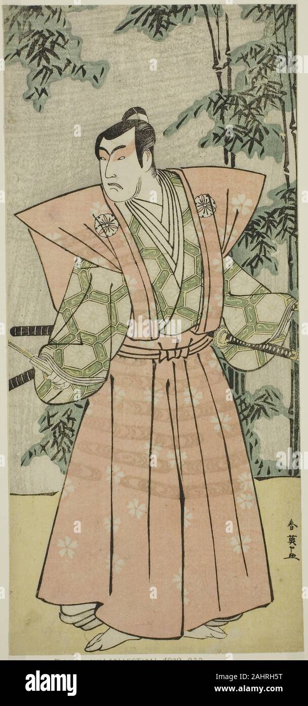 Katsukawa Shun'ei. Der Schauspieler Matsumoto Koshiro IV als Hatakeyama Shigetada getarnt als Honjo Soheiji () im Spiel Edo keine Fuji Wakayagi Soga (), am Theater (Nakamura) Im ersten Monat, 1789 (). 1784-1794. Japan. Farbe holzschnitt; hosoban; von einem mit mehreren Blättern Zusammensetzung Stockfoto