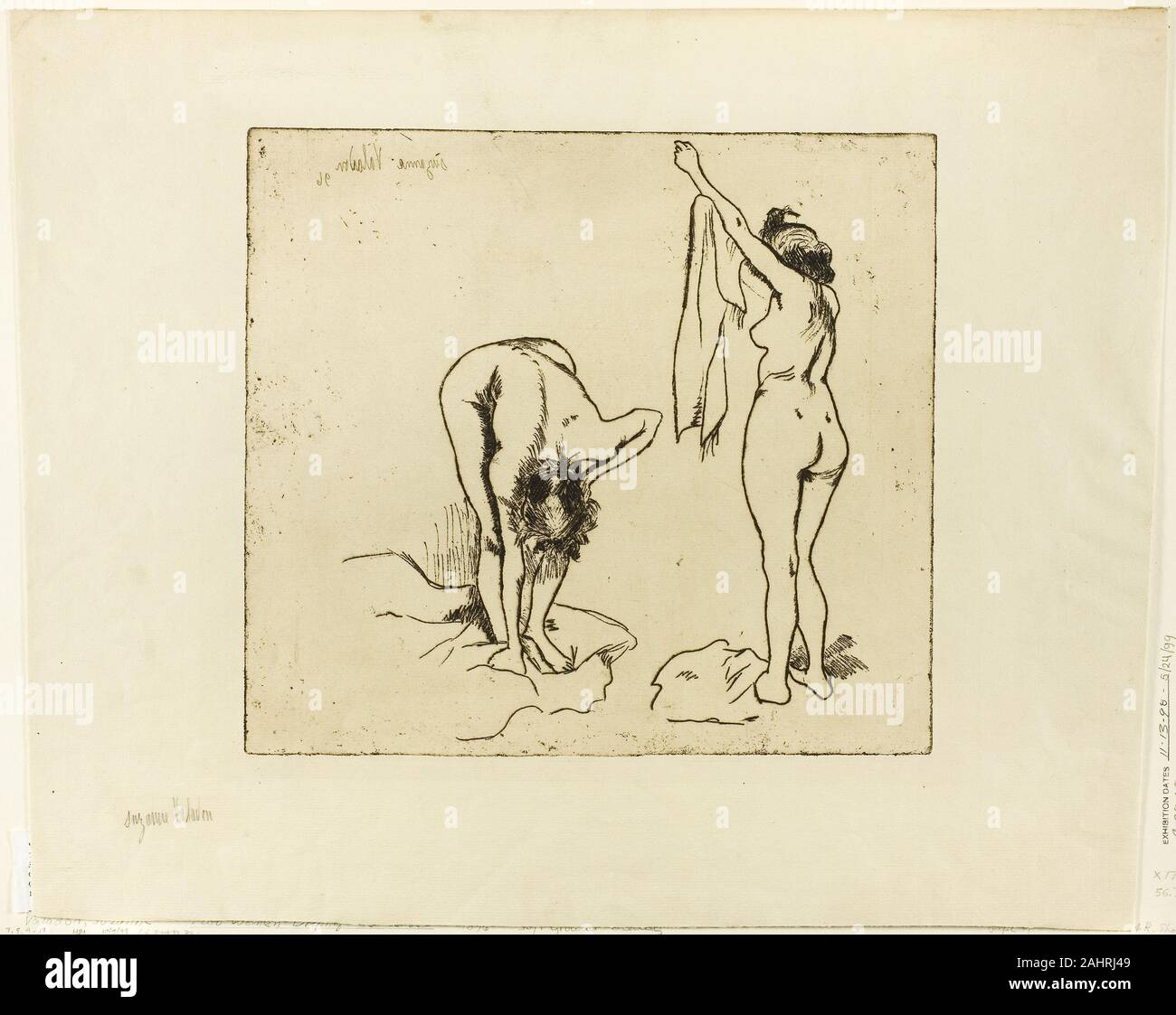 Suzanne Valadon. Zwei Frauen trocknen. 1896. Frankreich. Der weiche Boden ätzen in Dunkelbraun Creme auf Bütten Stockfoto