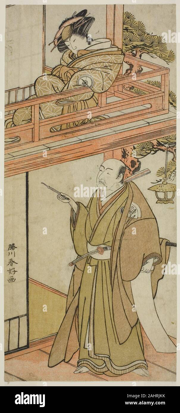 Katsukawa Shunko I. Die Schauspieler Iwai Hanshiro IV als Okaru und Onoe Kikugoro ich () als Yuranosuke. 1764 - 1774. Japan. Farbe holzschnitt; hosoban Stockfoto