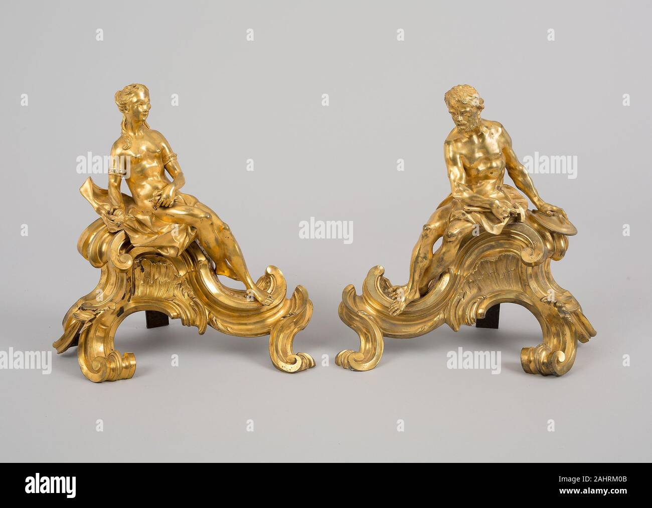 Firedog Venus. 1725 - 1775. Frankreich. Aus vergoldeter Bronze, Eisen unterstützt Stockfoto