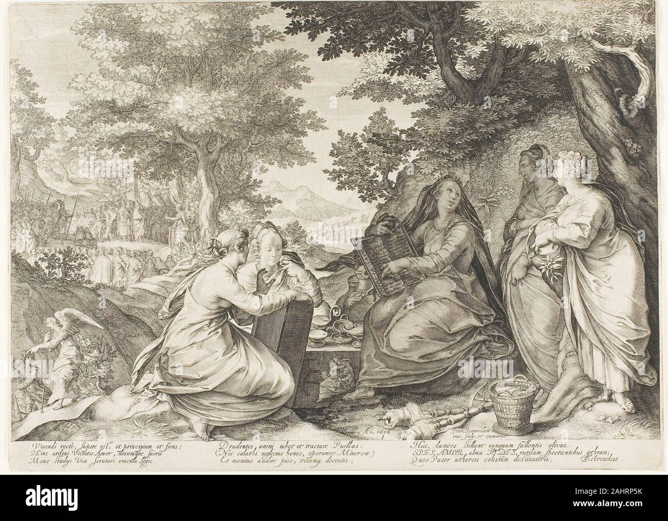 Jan Saenredam. Plate One, von fünf klugen und fünf dummen Jungfrauen. 1606. Niederlande. Gravur auf Papier Stockfoto