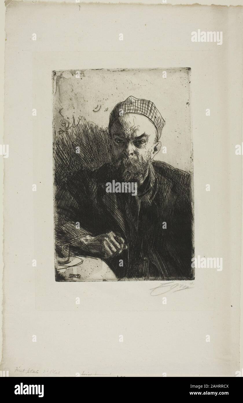 Anders Zorn. Paul Verlaine I. 1895. Schweden. Radierung auf Elfenbein Bütten Stockfoto