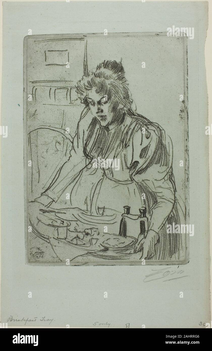 Anders Zorn. Das Frühstück. 1898. Schweden. Der Weiche Boden Ätzen Auf  Hellblau Bütten Stockfotografie - Alamy