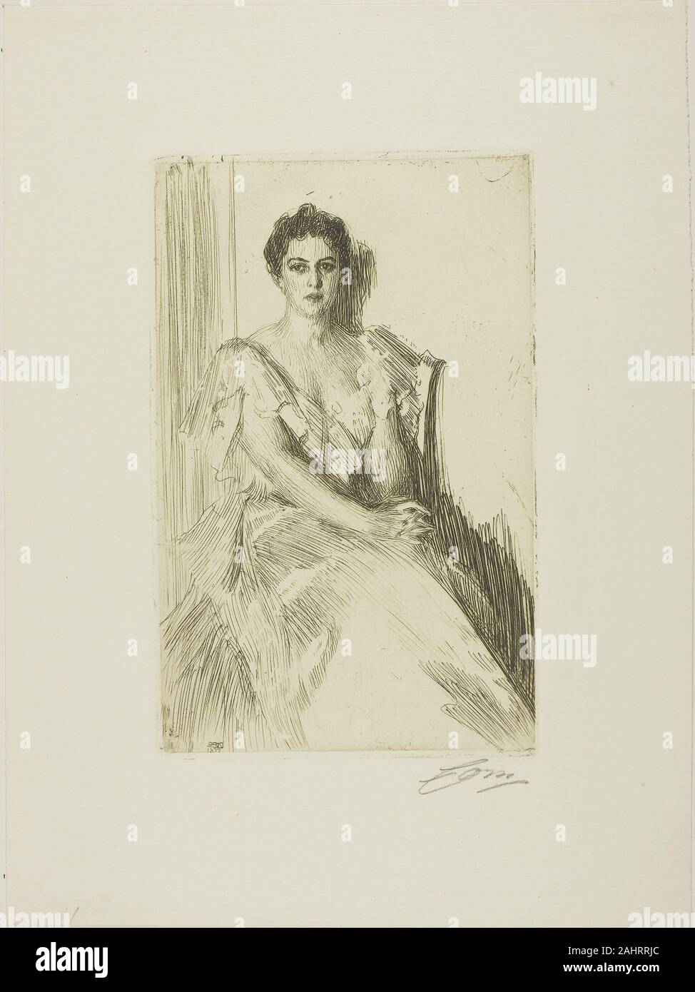 Anders Zorn. Frau Cleveland II. 1899. Schweden. Radierung auf Elfenbein Bütten Stockfoto