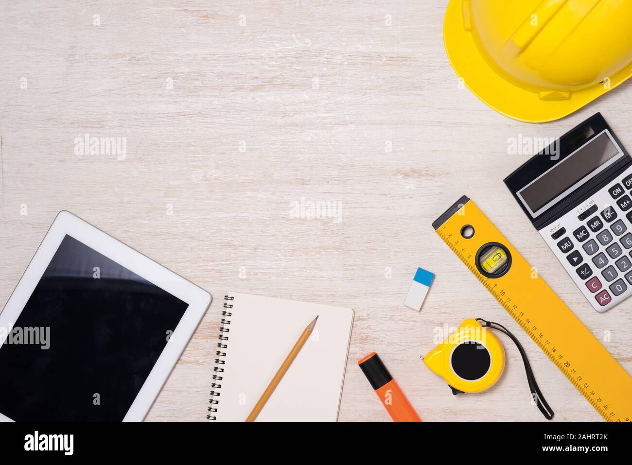 Ingenieur Schreibtisch Hintergrund, Projektideen Konzept Stockfoto