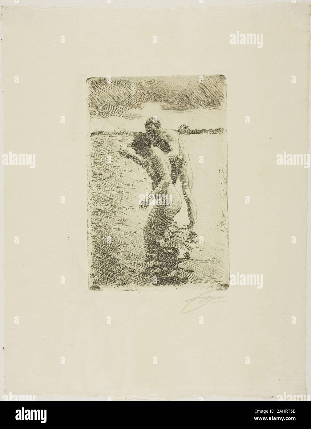 Anders Zorn. Pilot. 1919. Schweden. Ätzung auf Creme Bütten Stockfoto